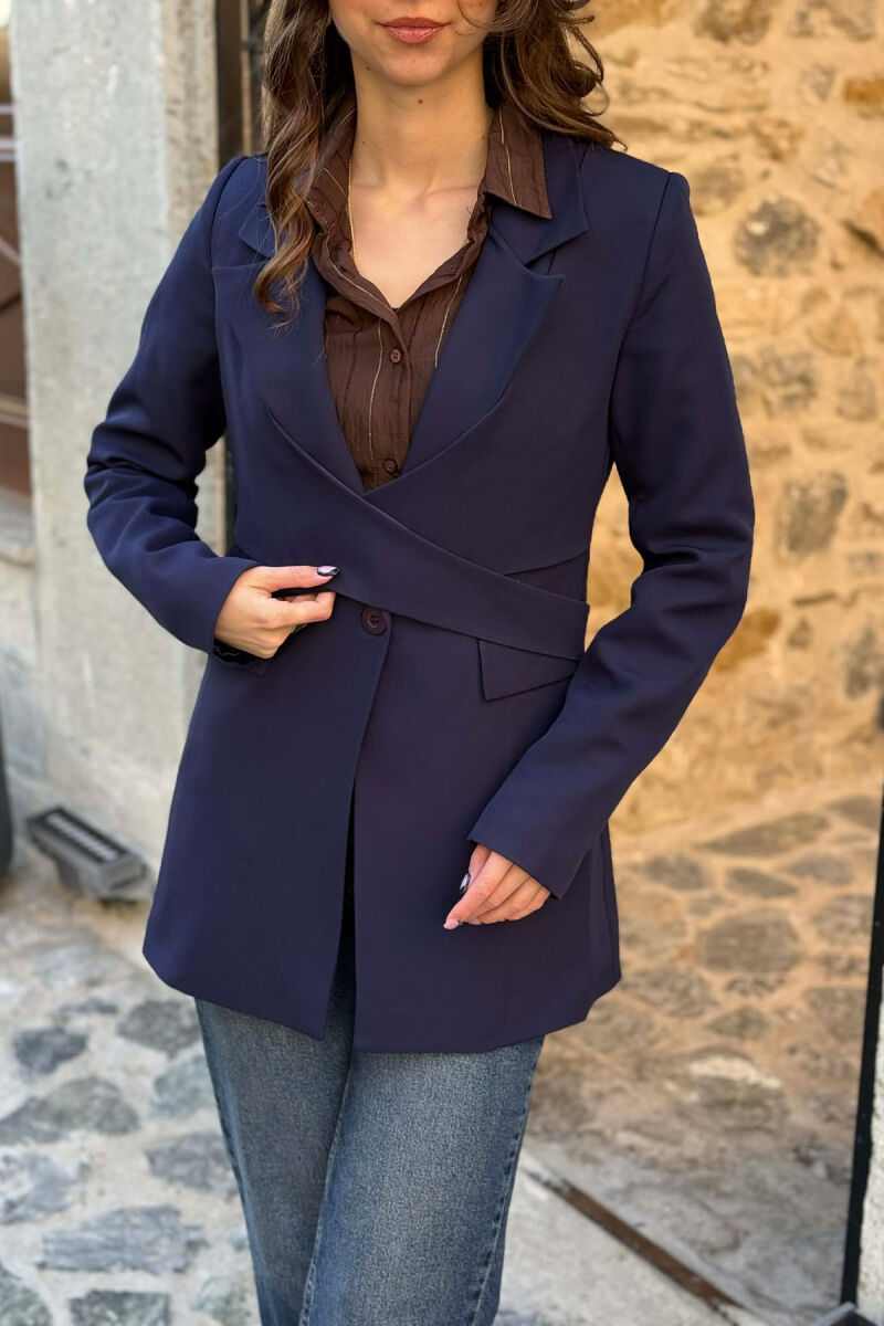 ONE COLOR CLASSIC LACING DETAIL WOMEN JACKET BLUE/BLU - 3