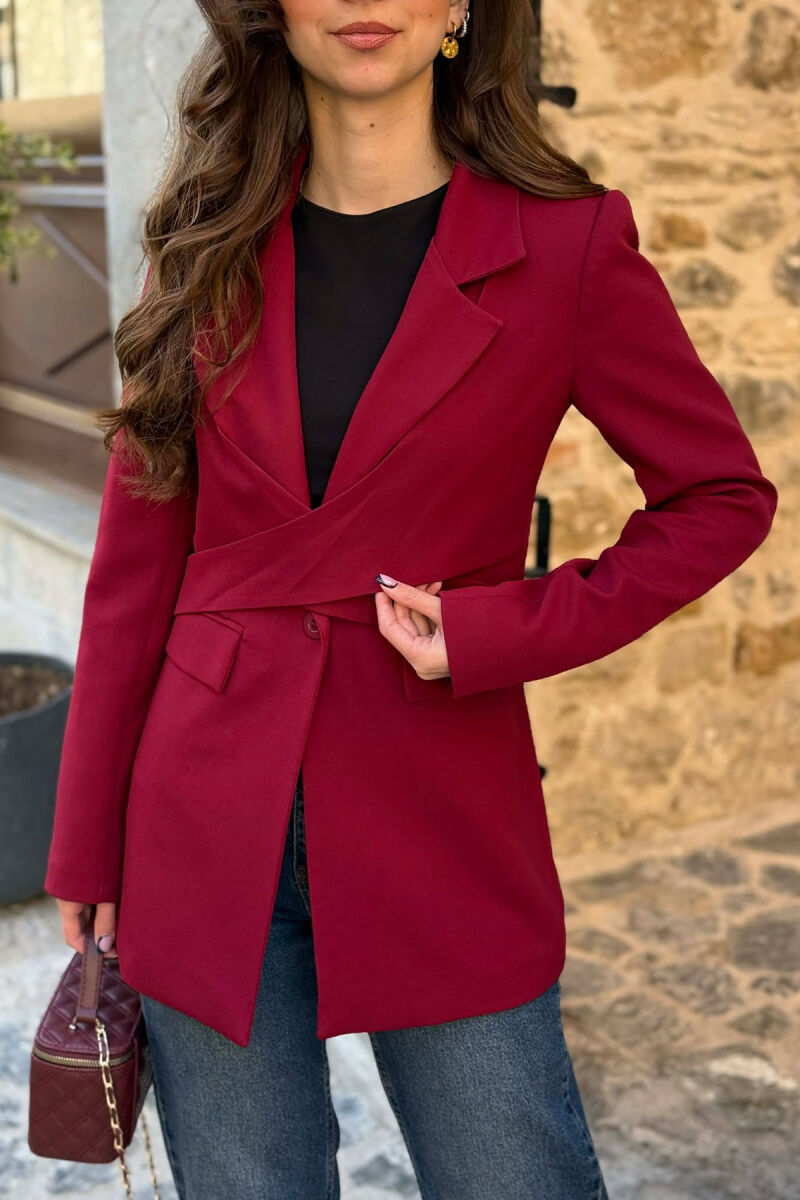 ONE COLOR CLASSIC LACING DETAIL WOMEN JACKET BURGUNDY/VISHNJE - 3