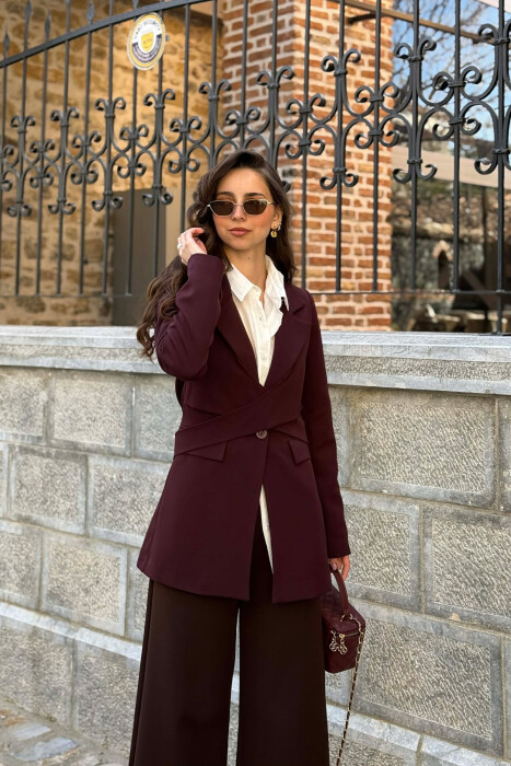 ONE COLOR CLASSIC LACING DETAIL WOMEN JACKET DARK BURGUNDY/VISHNJE E ERRET 