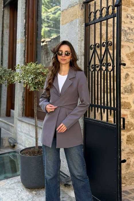 ONE COLOR CLASSIC LACING DETAIL WOMEN JACKET GREY/GRI - 3
