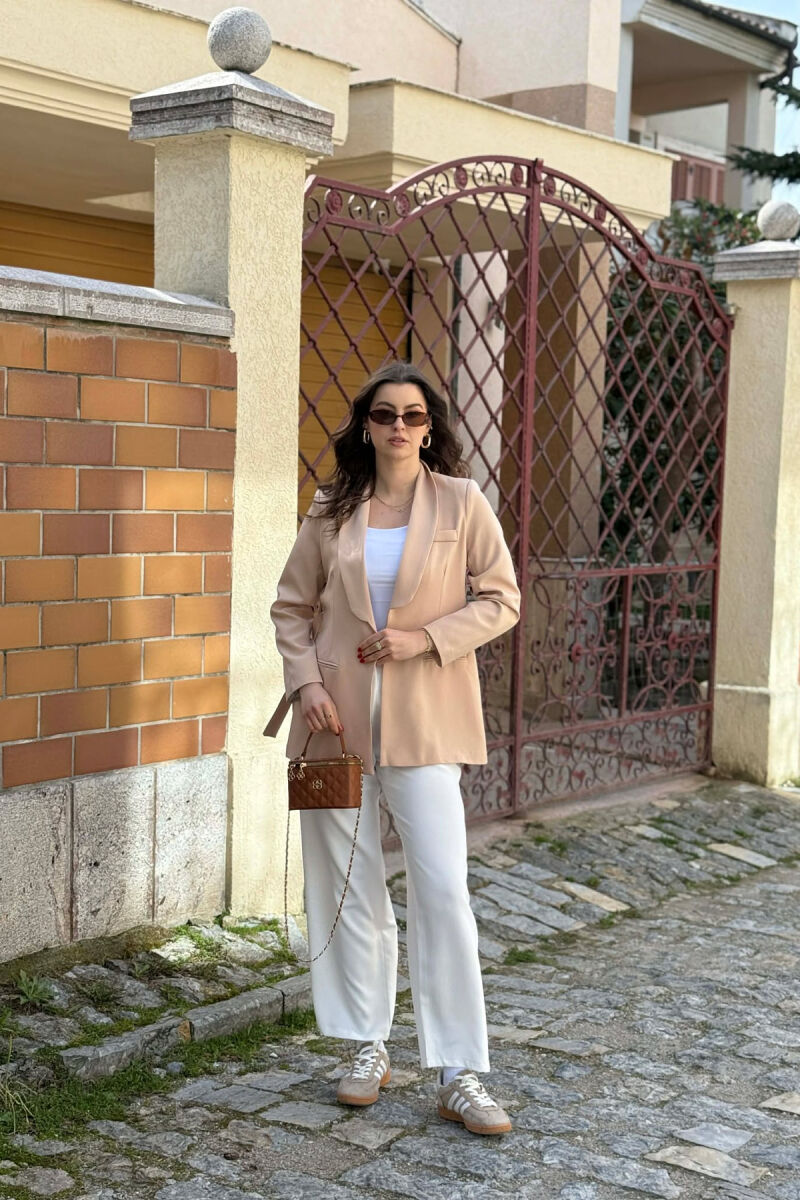 ONE COLOR CLASSIC LACING SIMPLE WOMEN JACKET BEIGE/BEZHE - 2