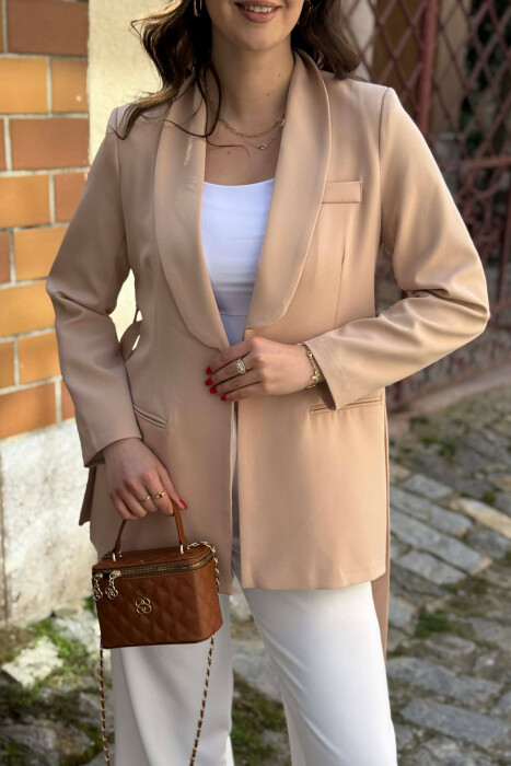 ONE COLOR CLASSIC LACING SIMPLE WOMEN JACKET BEIGE/BEZHE - 3