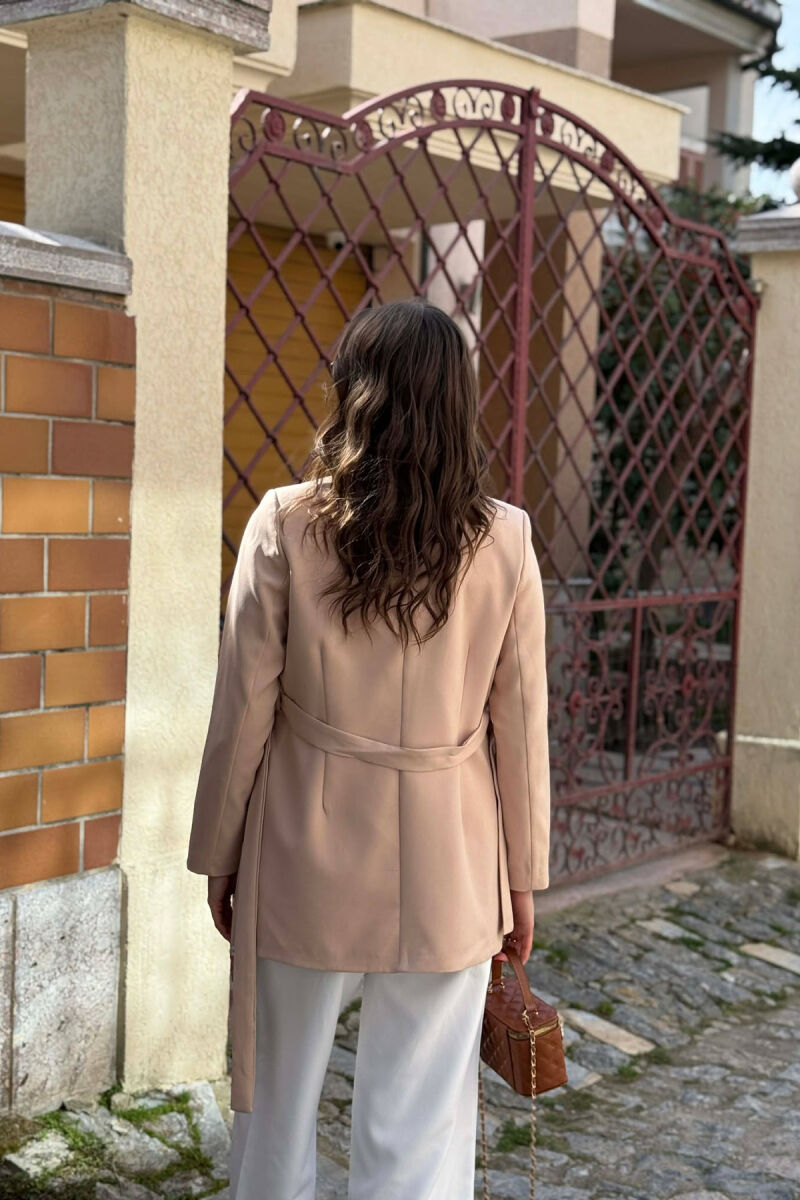 ONE COLOR CLASSIC LACING SIMPLE WOMEN JACKET BEIGE/BEZHE - 4