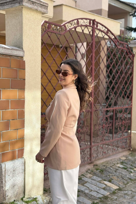 ONE COLOR CLASSIC LACING SIMPLE WOMEN JACKET BEIGE/BEZHE - 5