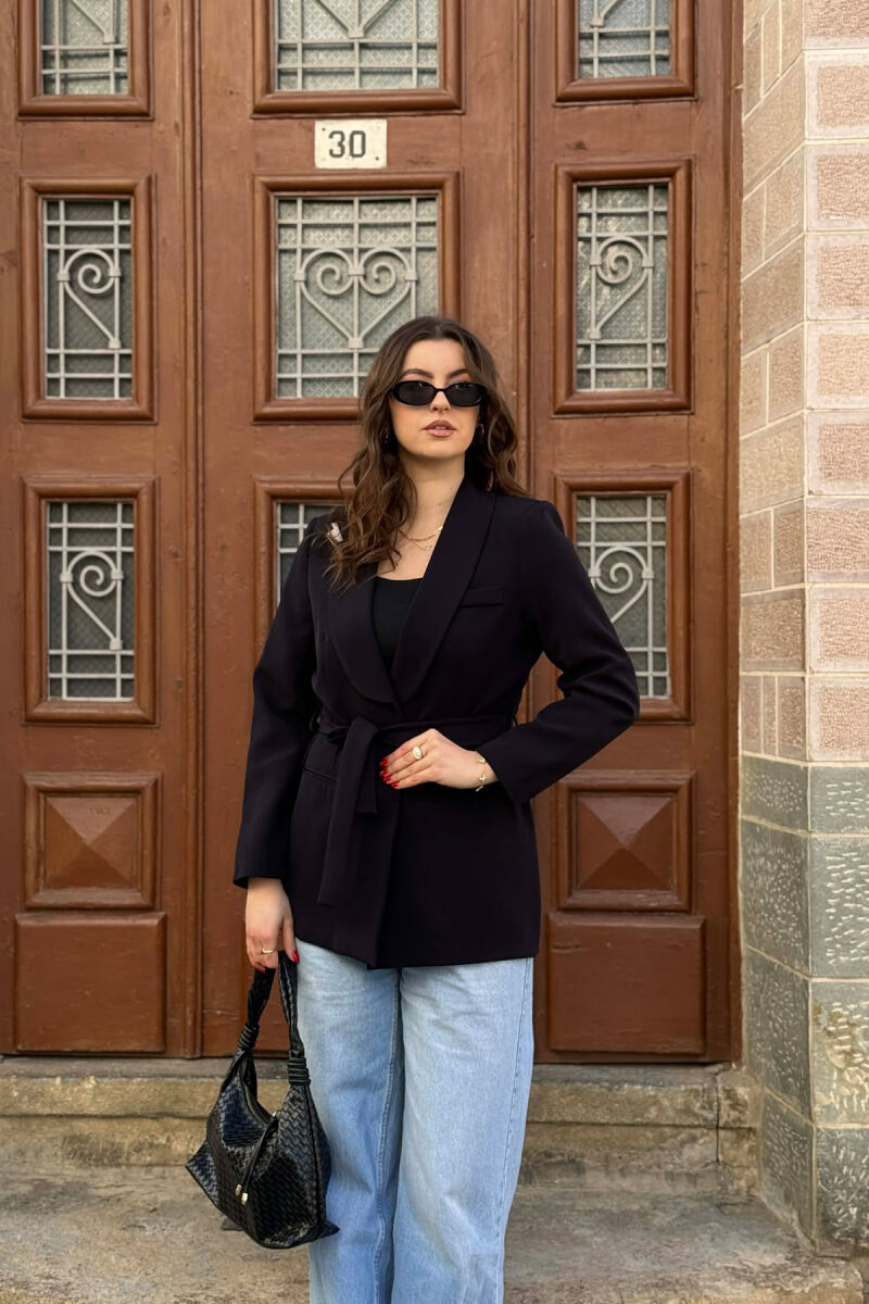 ONE COLOR CLASSIC LACING SIMPLE WOMEN JACKET BLACK/ E ZEZE - 1