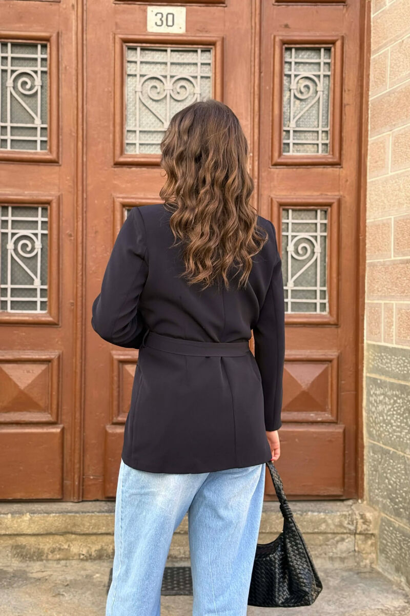 ONE COLOR CLASSIC LACING SIMPLE WOMEN JACKET BLACK/ E ZEZE - 2