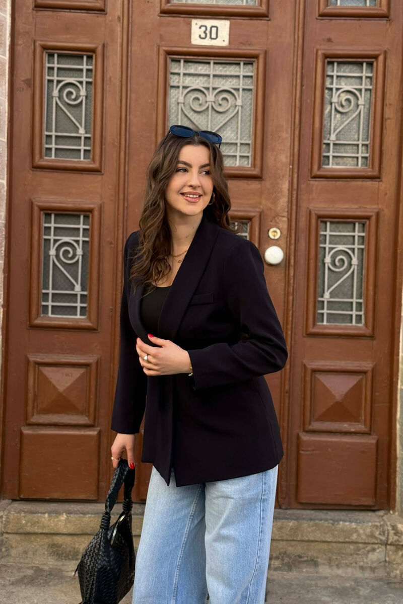 ONE COLOR CLASSIC LACING SIMPLE WOMEN JACKET BLACK/ E ZEZE - 4