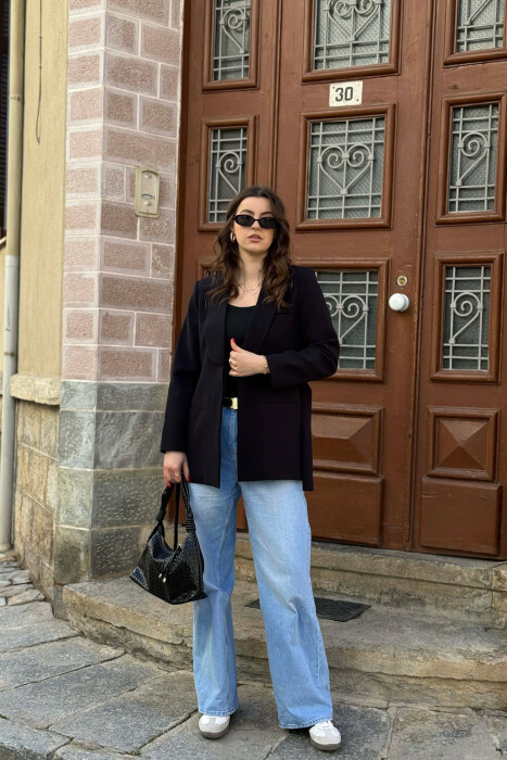 ONE COLOR CLASSIC LACING SIMPLE WOMEN JACKET BLACK/ E ZEZE - 5