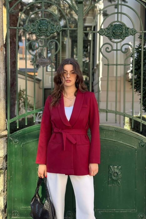 ONE COLOR CLASSIC LACING SIMPLE WOMEN JACKET BURGUNDY/VISHNJE - 1