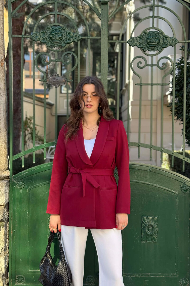 ONE COLOR CLASSIC LACING SIMPLE WOMEN JACKET BURGUNDY/VISHNJE - 1