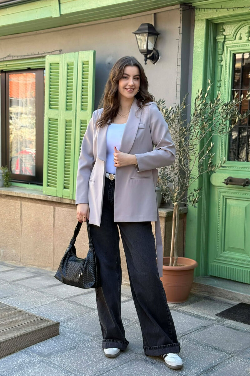 ONE COLOR CLASSIC LACING SIMPLE WOMEN JACKET GREY/GRI - 3