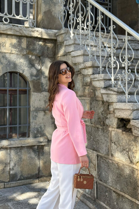 ONE COLOR CLASSIC LACING SIMPLE WOMEN JACKET PINK/ROZE - 2