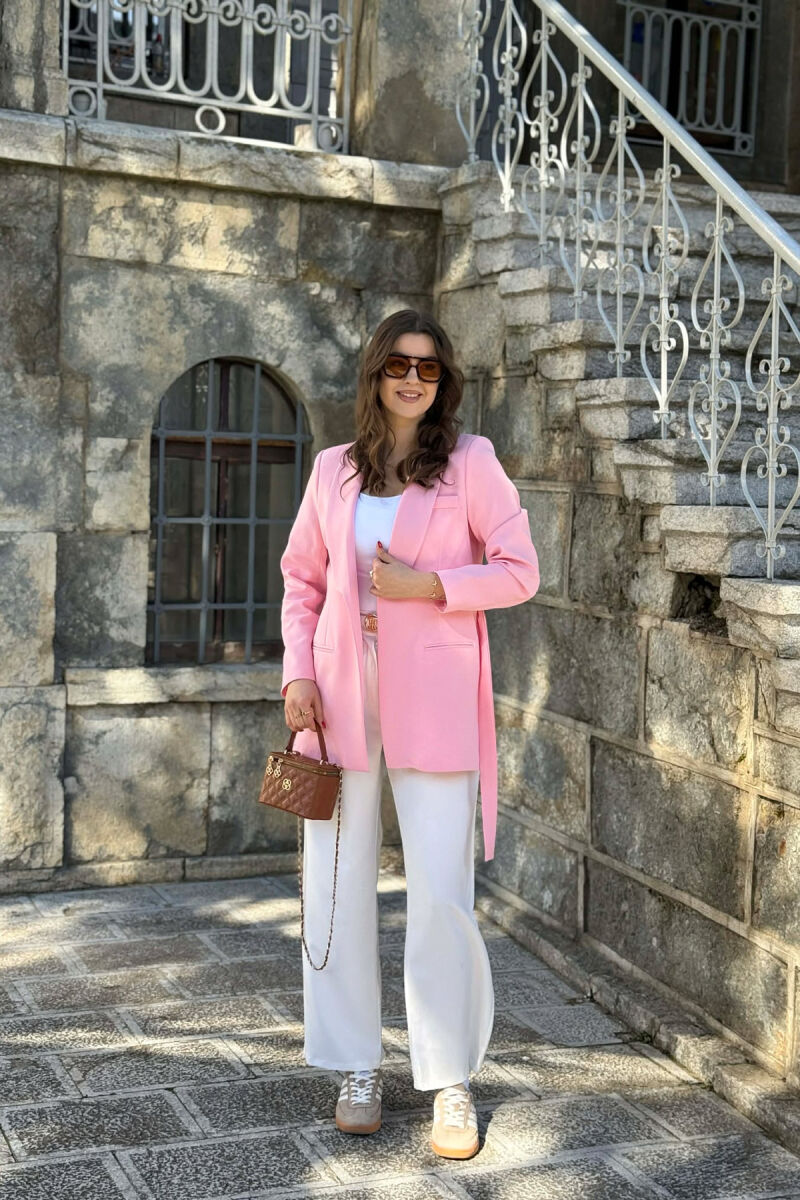 ONE COLOR CLASSIC LACING SIMPLE WOMEN JACKET PINK/ROZE - 3