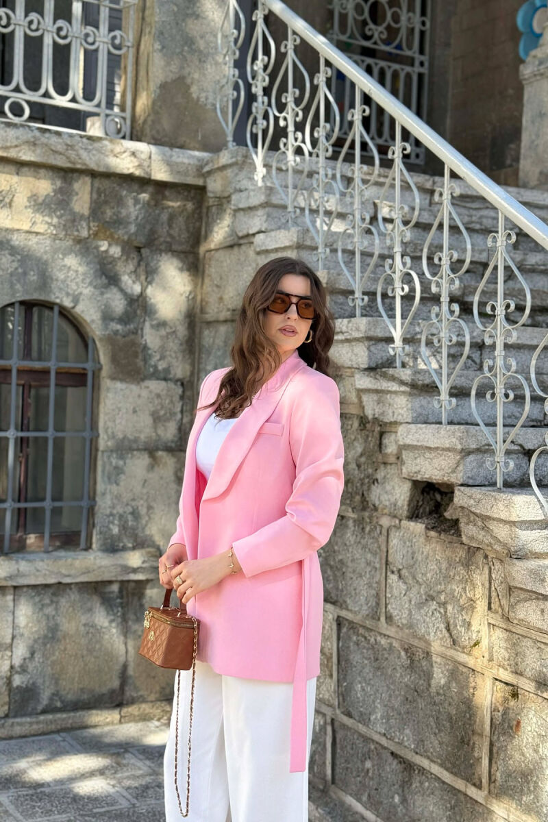 ONE COLOR CLASSIC LACING SIMPLE WOMEN JACKET PINK/ROZE - 4