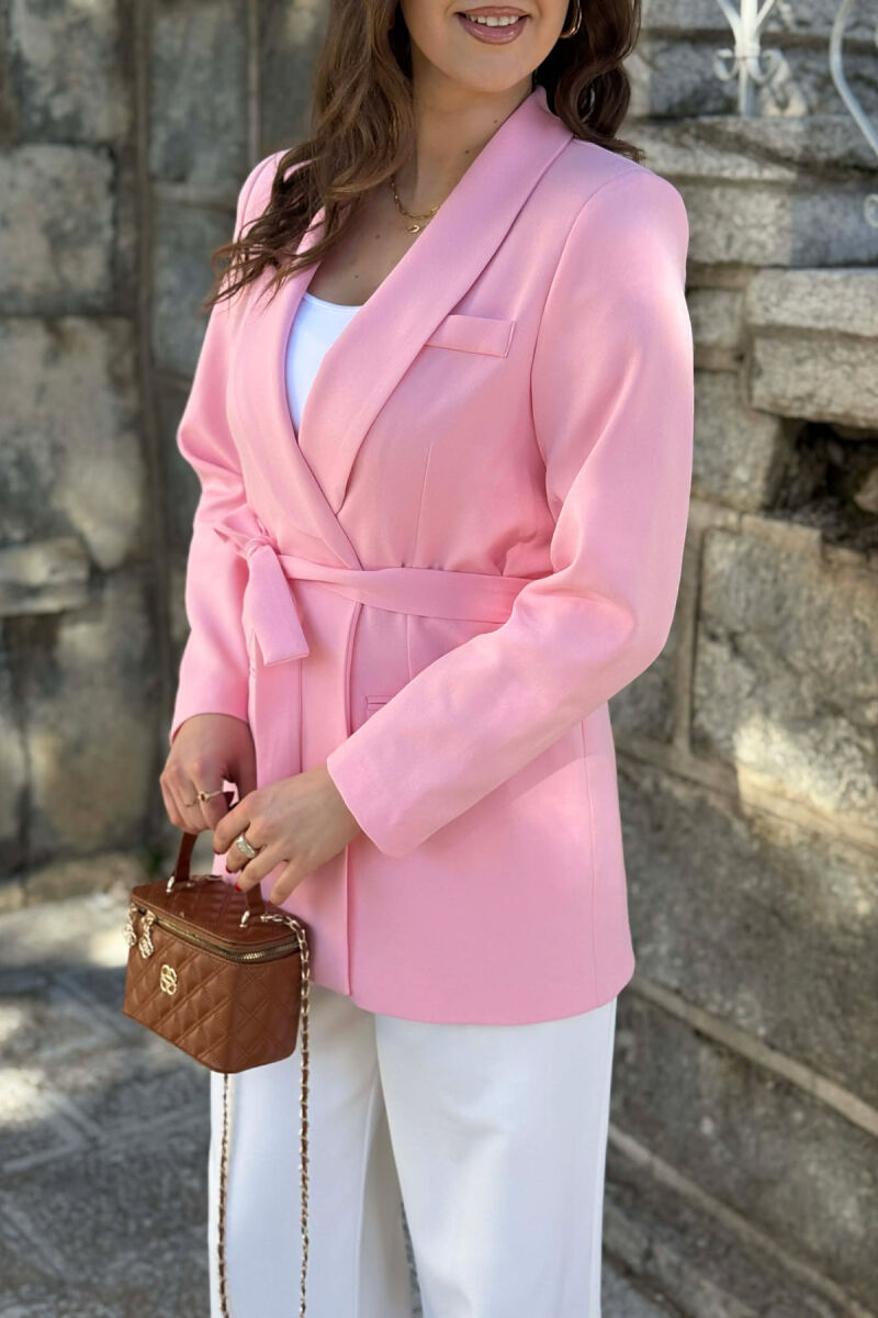 ONE COLOR CLASSIC LACING SIMPLE WOMEN JACKET PINK/ROZE - 5