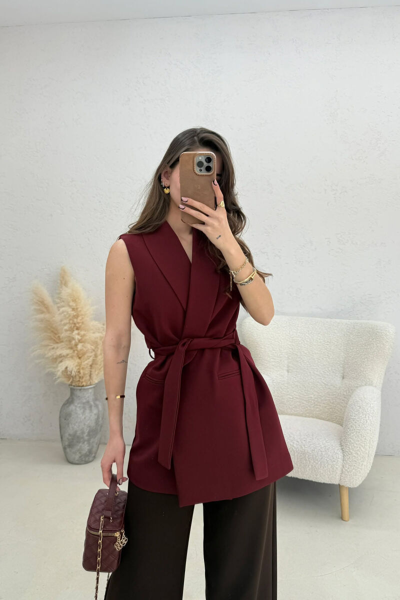 ONE COLOR CLASSIC LACING WOMEN VEST BURGUNDY/VISHNJE - 1