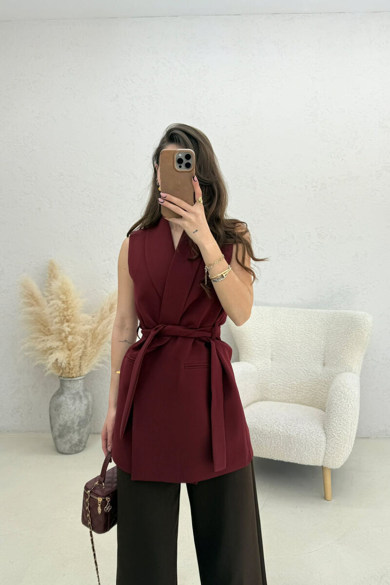 ONE COLOR CLASSIC LACING WOMEN VEST BURGUNDY/VISHNJE - 2