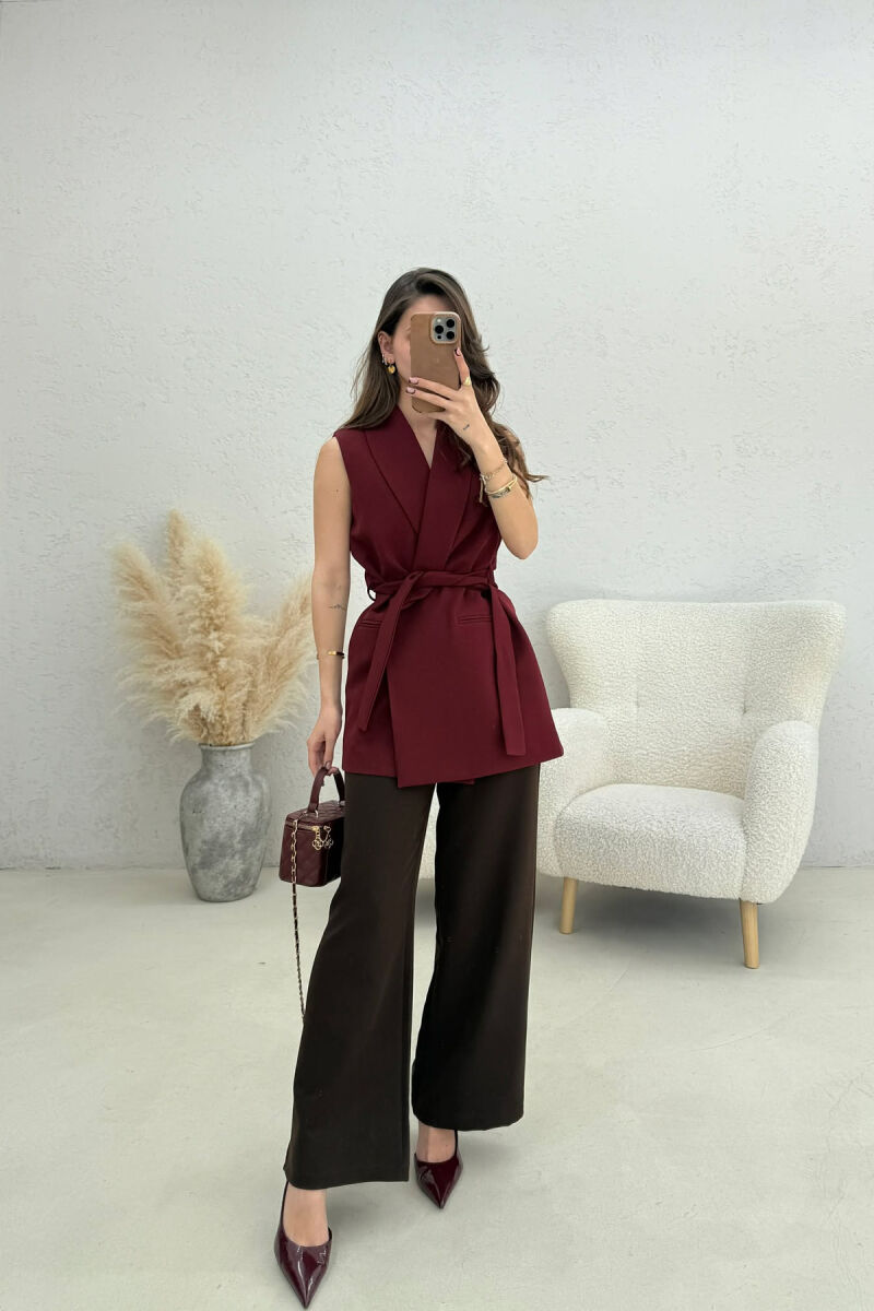 ONE COLOR CLASSIC LACING WOMEN VEST BURGUNDY/VISHNJE - 4