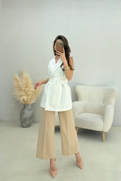 ONE COLOR CLASSIC LACING WOMEN VEST WHITE-E BARDHE - 2