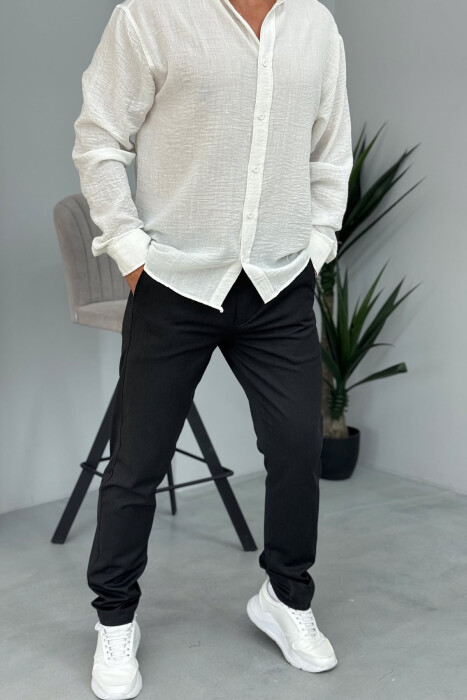 PANTALLONA KLASIKE NJË NGJYRËSHE PËR MESHKUJ NË NGJYRËN GRI E ERRËT - KLAUDIO FASHION