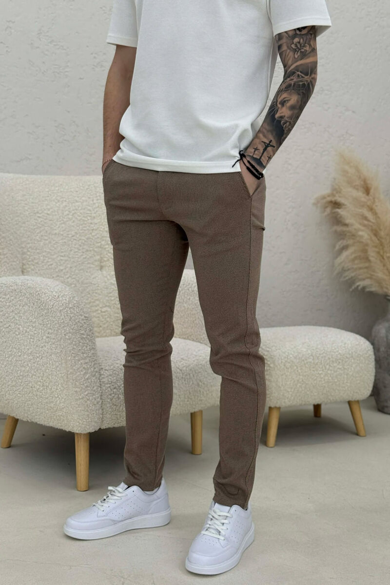 ONE COLOR CLASSIC SIMPLE MEN PANTS BEIGE/BEZHE - 1