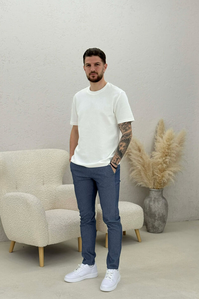 ONE COLOR CLASSIC SIMPLE MEN PANTS BLUE/BLU - 4