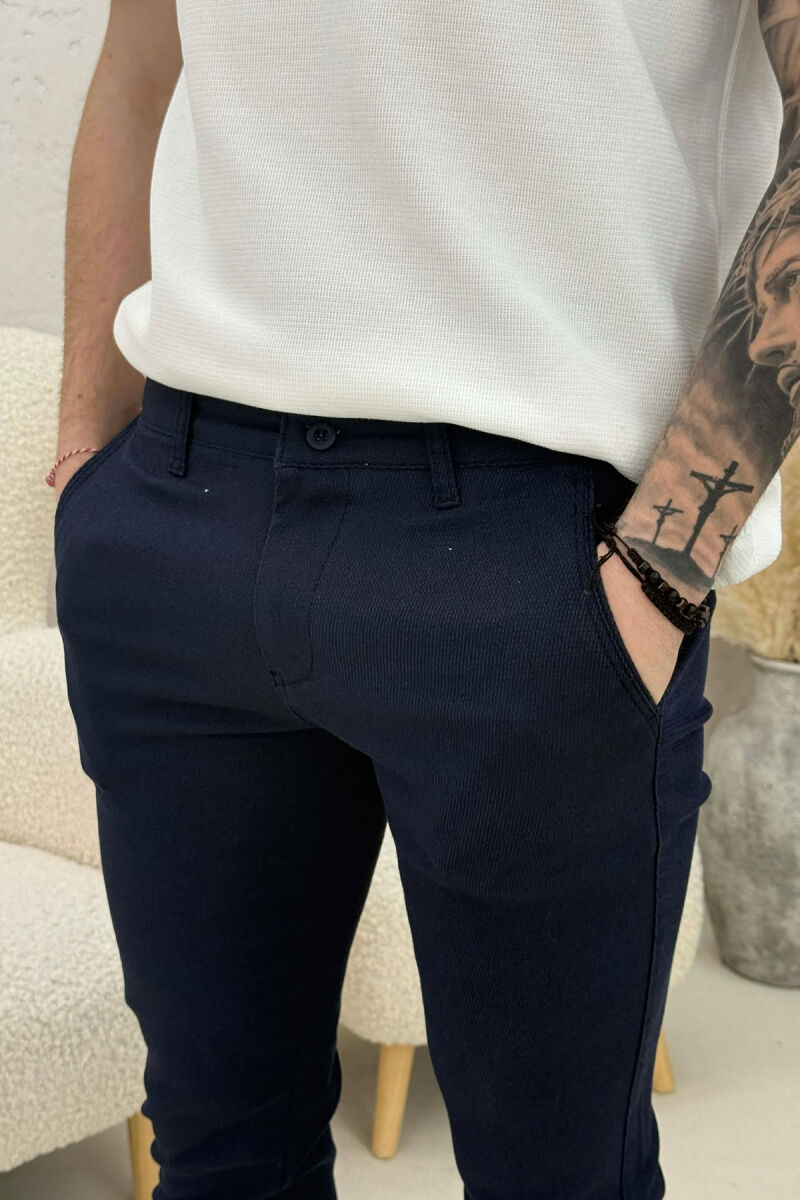 ONE COLOR CLASSIC SIMPLE MEN PANTS DARK BLUE/BEE - 2