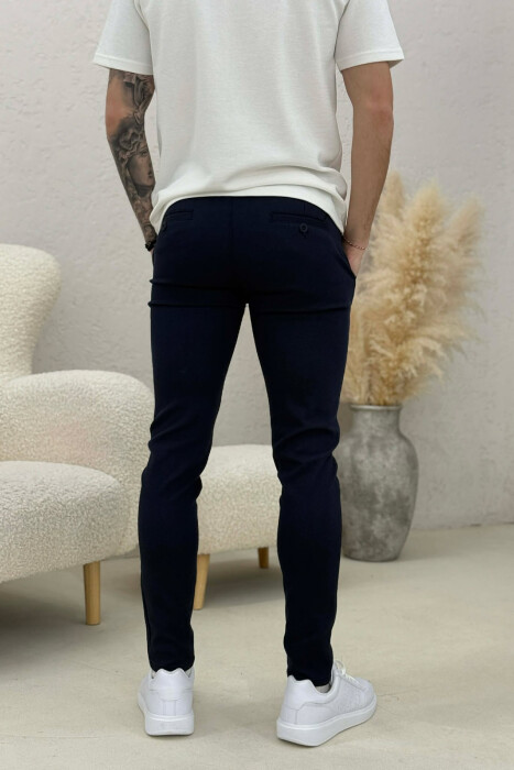 ONE COLOR CLASSIC SIMPLE MEN PANTS DARK BLUE/BEE - 3