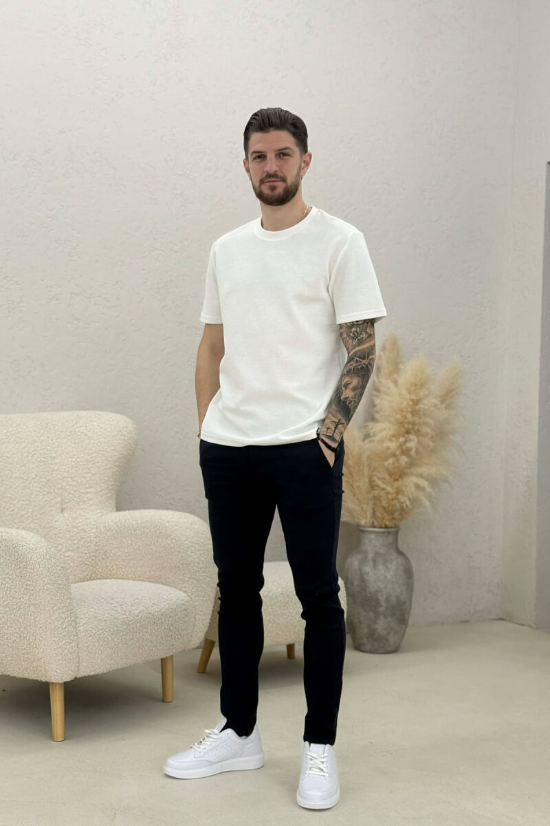 ONE COLOR CLASSIC SIMPLE MEN PANTS DARK BLUE/BEE - 4