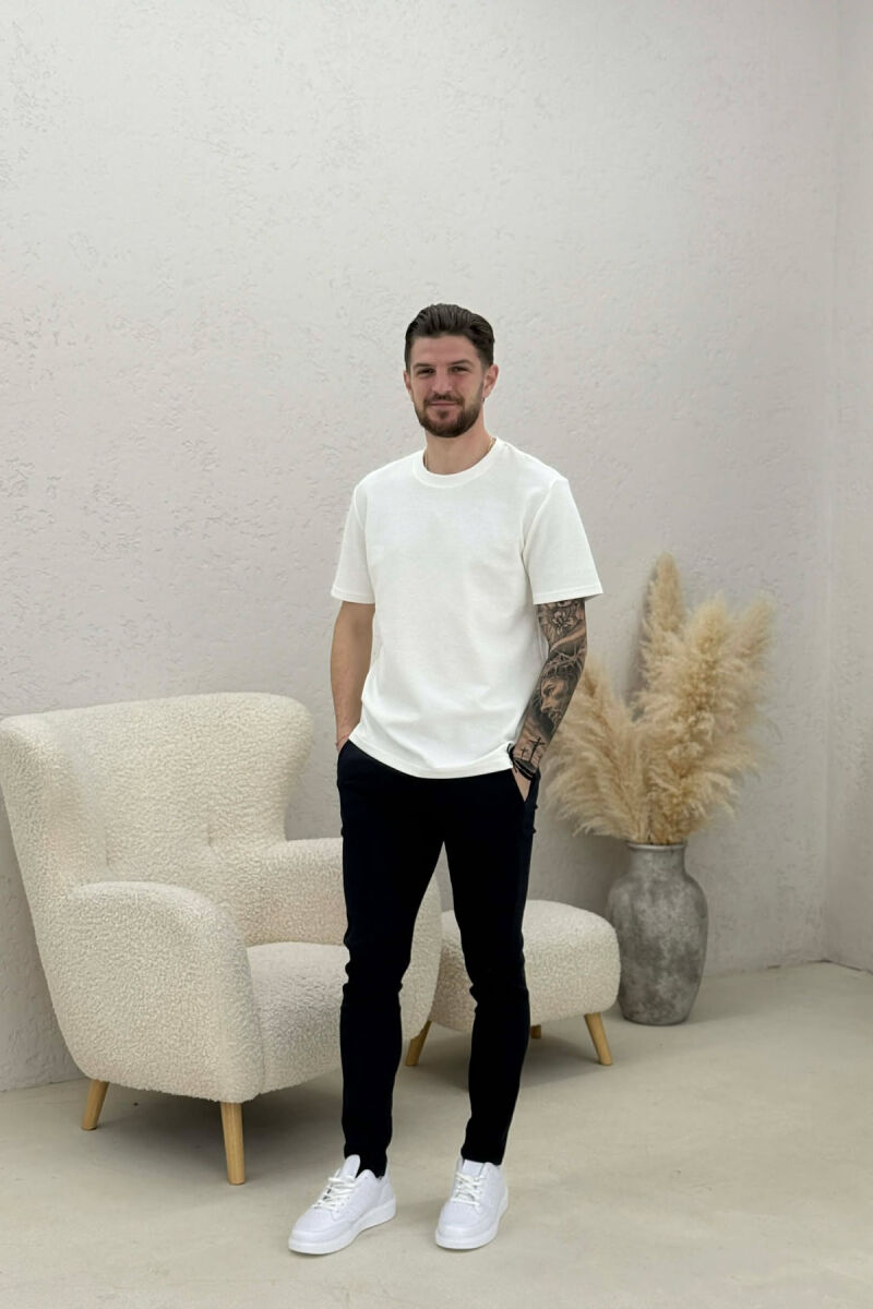 ONE COLOR CLASSIC SIMPLE MEN PANTS DARK BLUE/BEE - 5