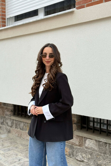 ONE COLOR CLASSIC SIMPLE WOMAN JACKET BLACK/ E ZEZE - 1