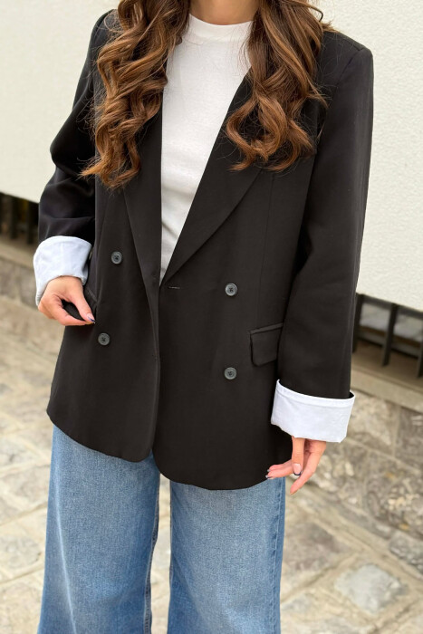 ONE COLOR CLASSIC SIMPLE WOMAN JACKET BLACK/ E ZEZE - 5