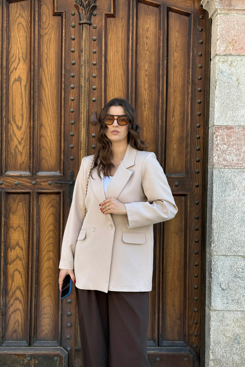 ONE COLOR CLASSIC SIMPLE WOMEN JACKET BEIGE/BEZHE - 2