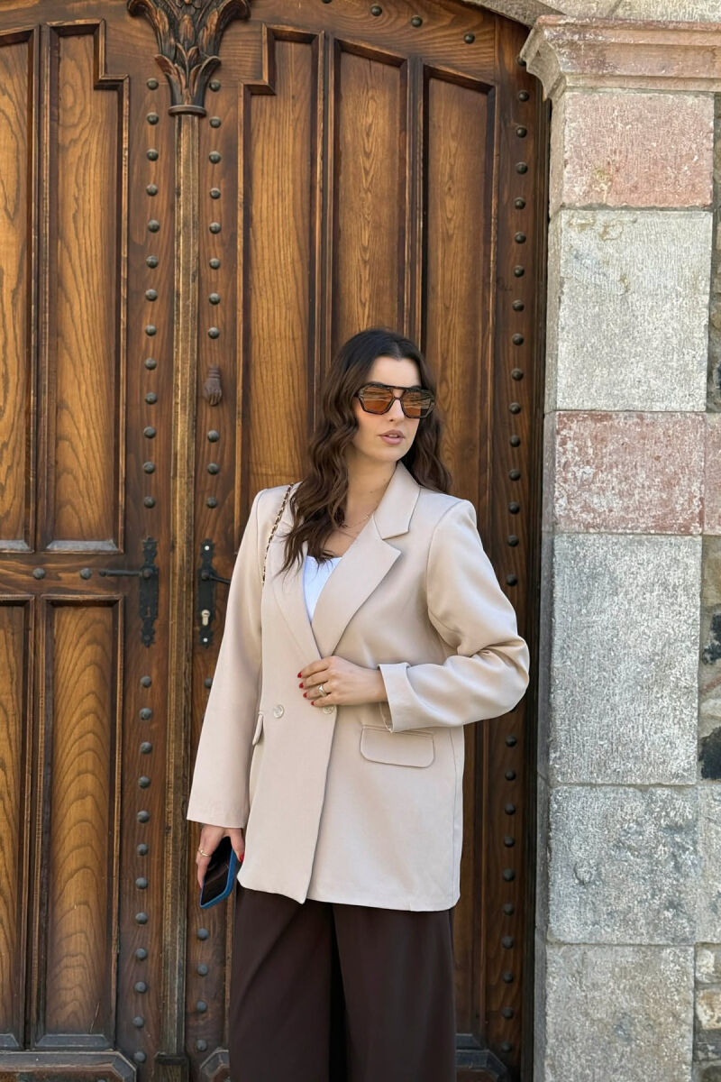 ONE COLOR CLASSIC SIMPLE WOMEN JACKET BEIGE/BEZHE - 5