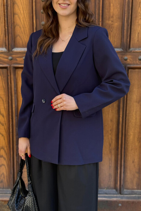 ONE COLOR CLASSIC SIMPLE WOMEN JACKET BLUE/BLU - 3