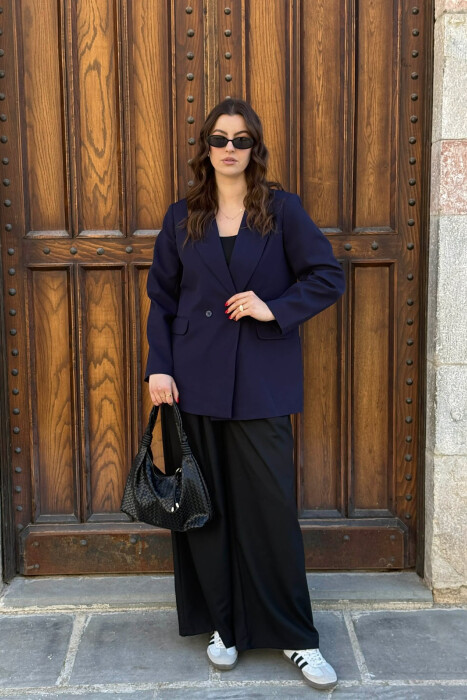 ONE COLOR CLASSIC SIMPLE WOMEN JACKET BLUE/BLU - 4