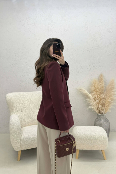 ONE COLOR CLASSIC SIMPLE WOMEN JACKET BURGUNDY/VISHNJE - 3