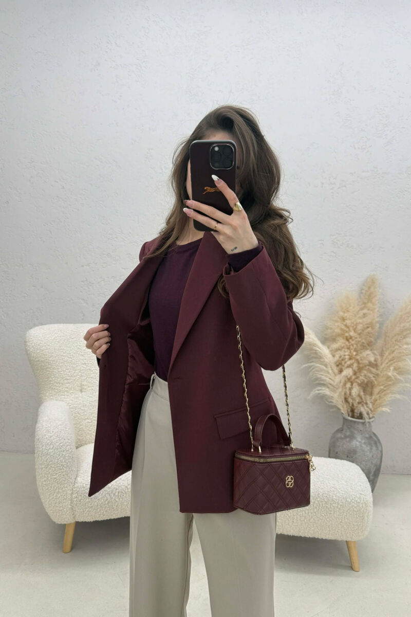 ONE COLOR CLASSIC SIMPLE WOMEN JACKET BURGUNDY/VISHNJE - 4