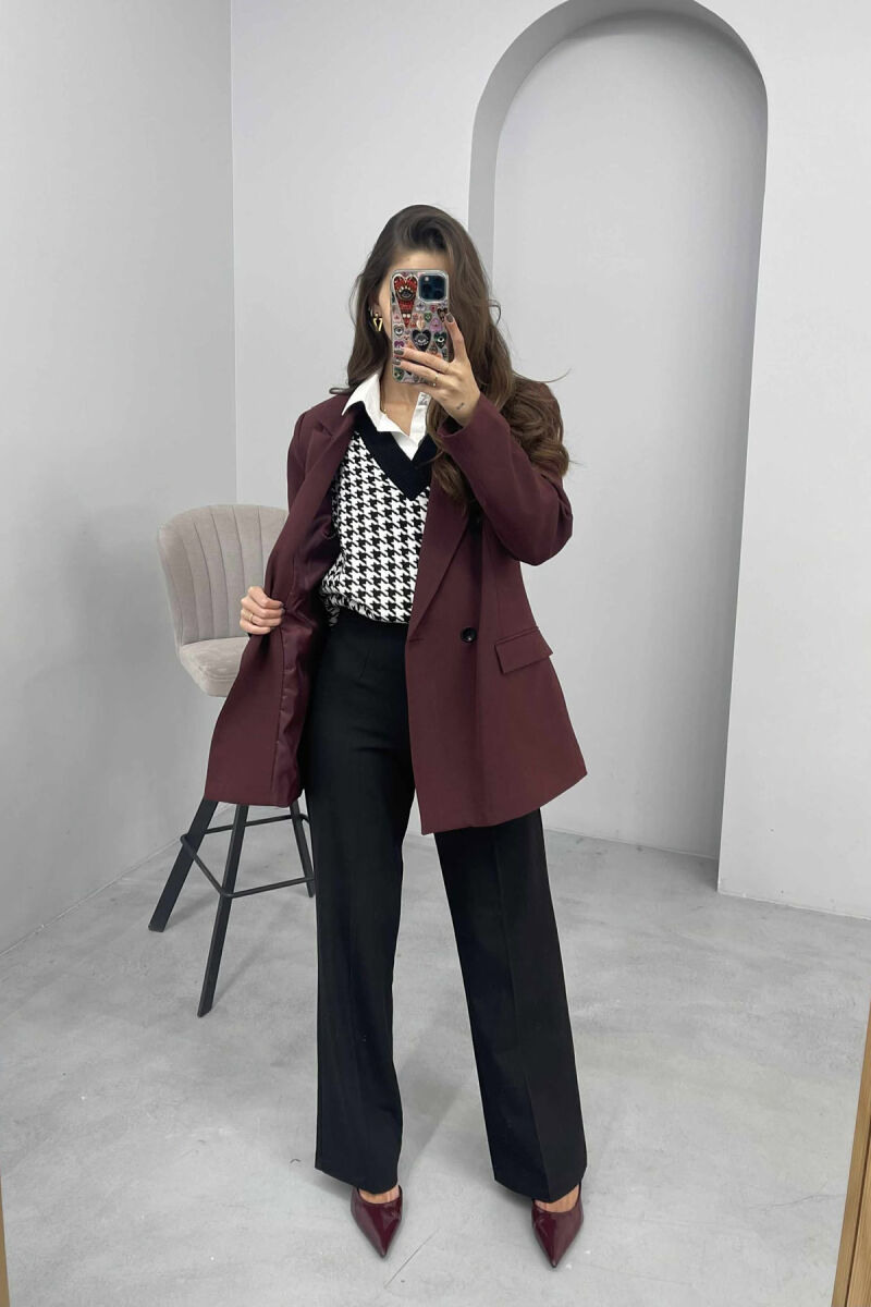 ONE COLOR CLASSIC SIMPLE WOMEN JACKET BURGUNDY/VISHNJE - 1