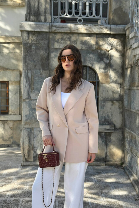 ONE COLOR CLASSIC SIMPLE WOMEN JACKET CREAM/KREM 