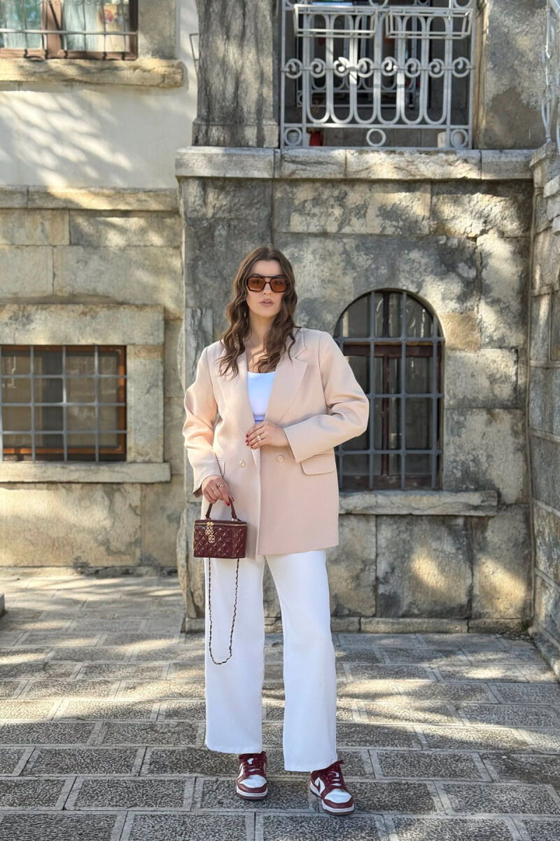 ONE COLOR CLASSIC SIMPLE WOMEN JACKET CREAM/KREM - 2