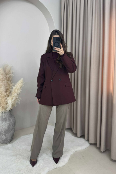 ONE COLOR CLASSIC SIMPLE WOMEN JACKET DARK BURGUNDY/VISHNJE E ERRET - 1