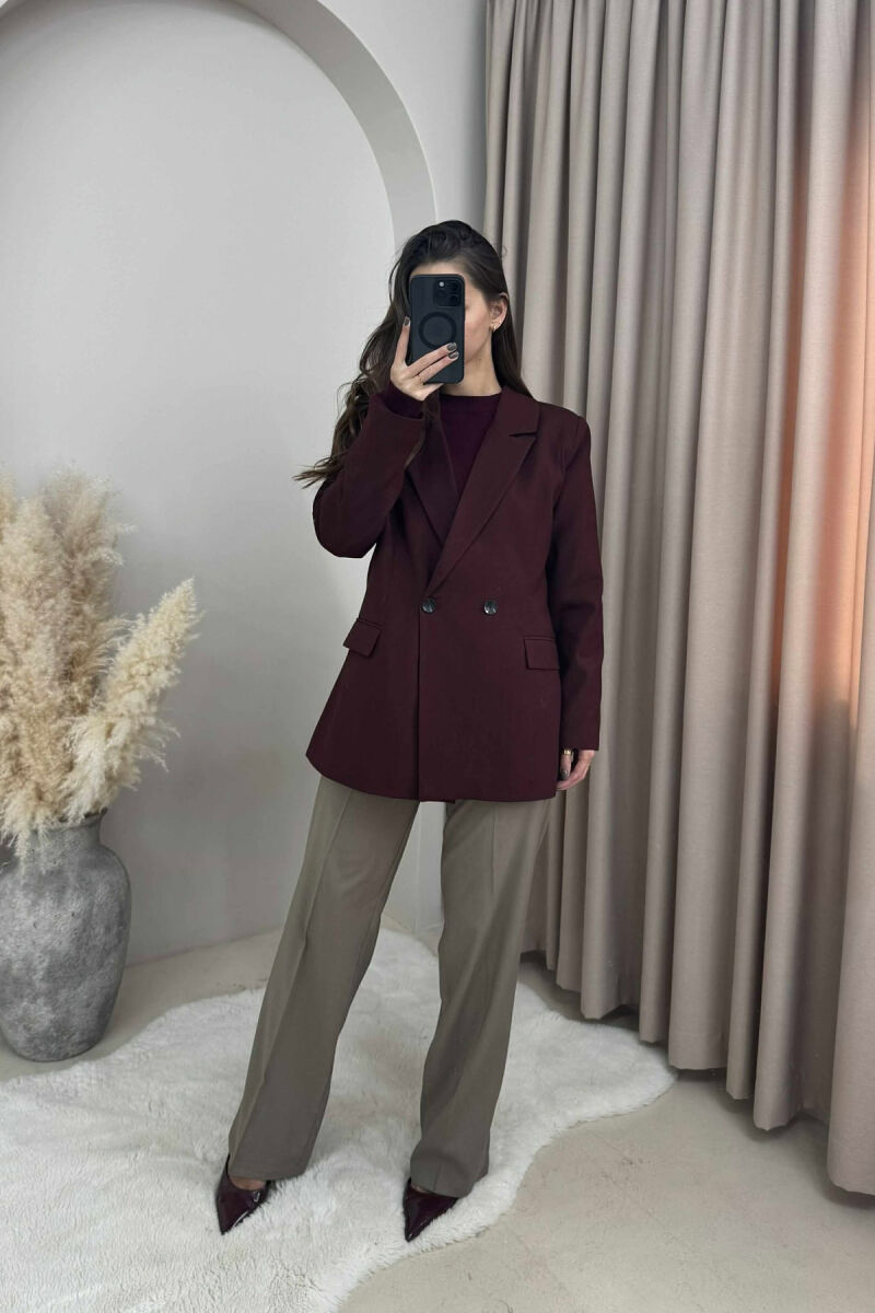 ONE COLOR CLASSIC SIMPLE WOMEN JACKET DARK BURGUNDY/VISHNJE E ERRET - 2