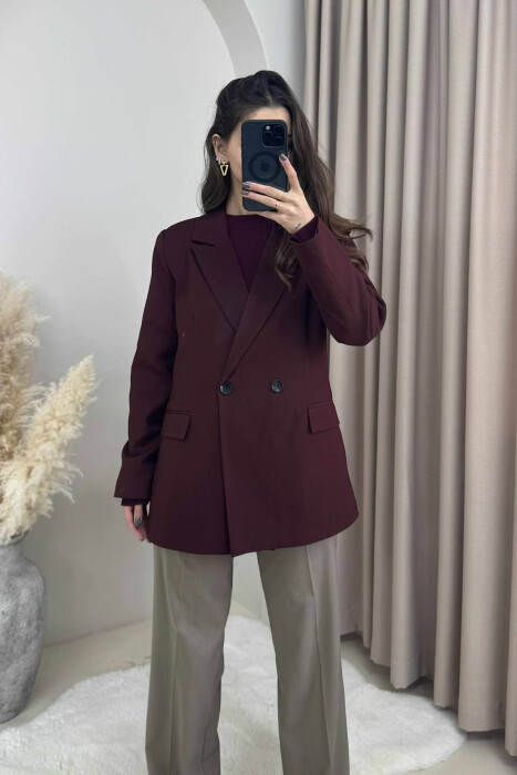 ONE COLOR CLASSIC SIMPLE WOMEN JACKET DARK BURGUNDY/VISHNJE E ERRET - 3