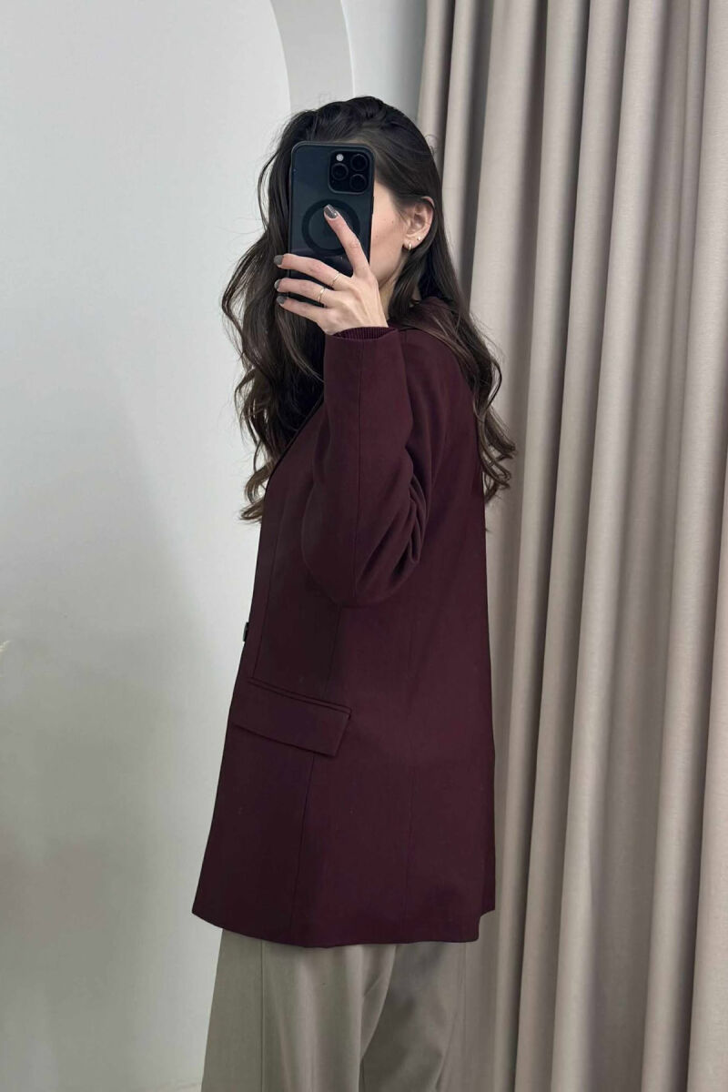 ONE COLOR CLASSIC SIMPLE WOMEN JACKET DARK BURGUNDY/VISHNJE E ERRET - 4