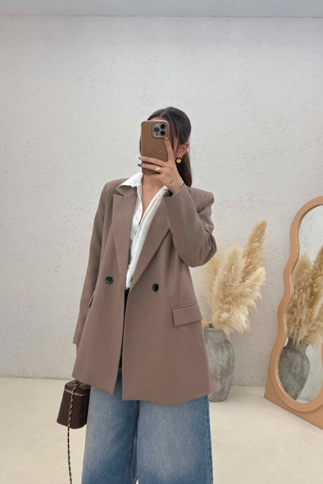 ONE COLOR CLASSIC SIMPLE WOMEN JACKET LIGHT BROWN/KAZB 