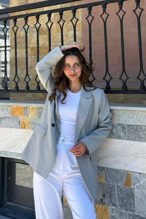 ONE COLOR CLASSIC SIMPLE WOMEN JACKET LIGHT GREY/GZ 