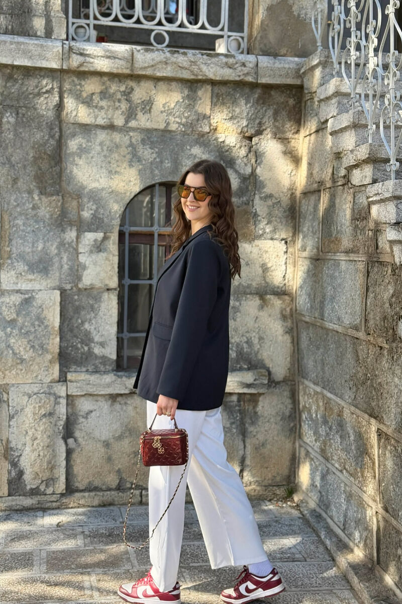 ONE COLOR CLASSIC SIMPLE WOMEN JACKET MIDNIGHT BLUE/BLU MESNATE - 3