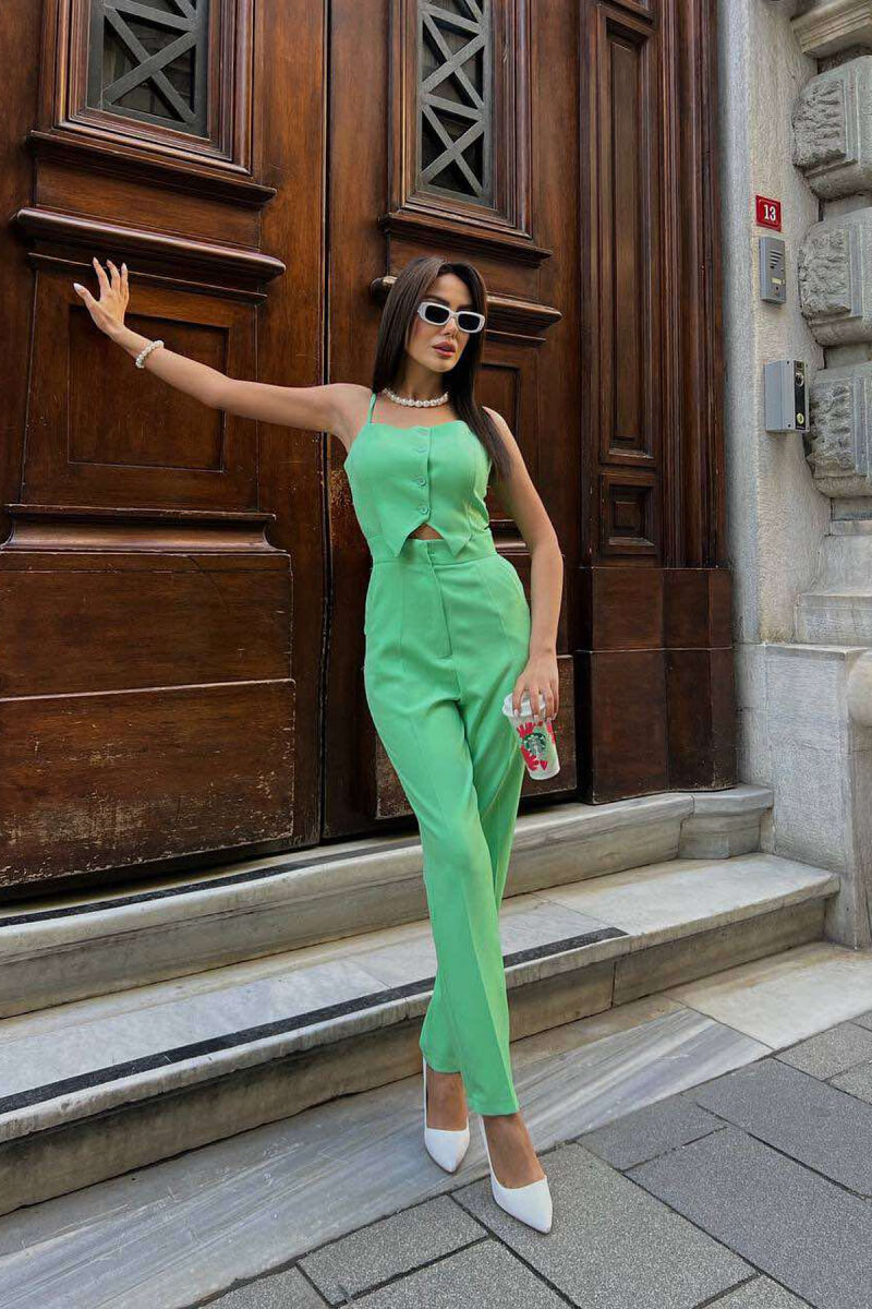 ONE COLOR CLASSIC SIMPLE WOMEN JUMPSUIT LIGHT GREEN/JEZB - 2