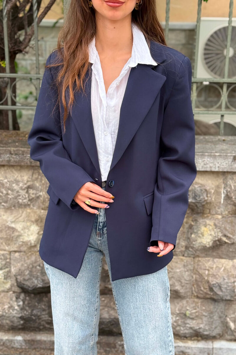ONE COLOR CLASSIC WOMAN JACKET BLUE/BLU - 3